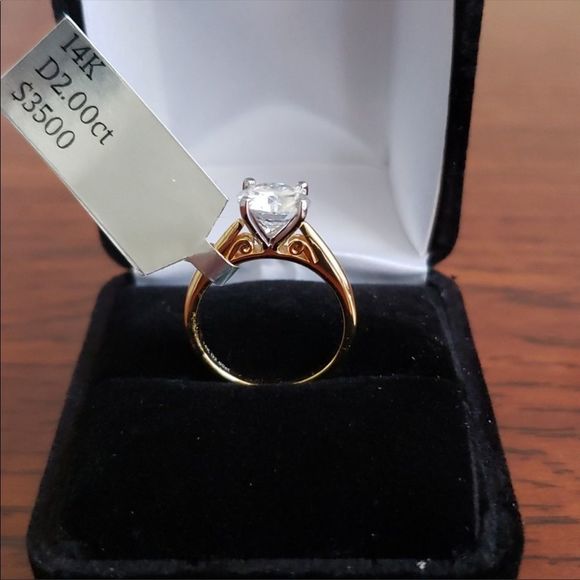 14k Yellow Gold 2Ct Moissanite Diamond Ring Retail $3,500!! - Picture 7 of 17